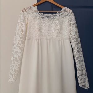 Vintage Long Sleeve Lace Dress in Cream